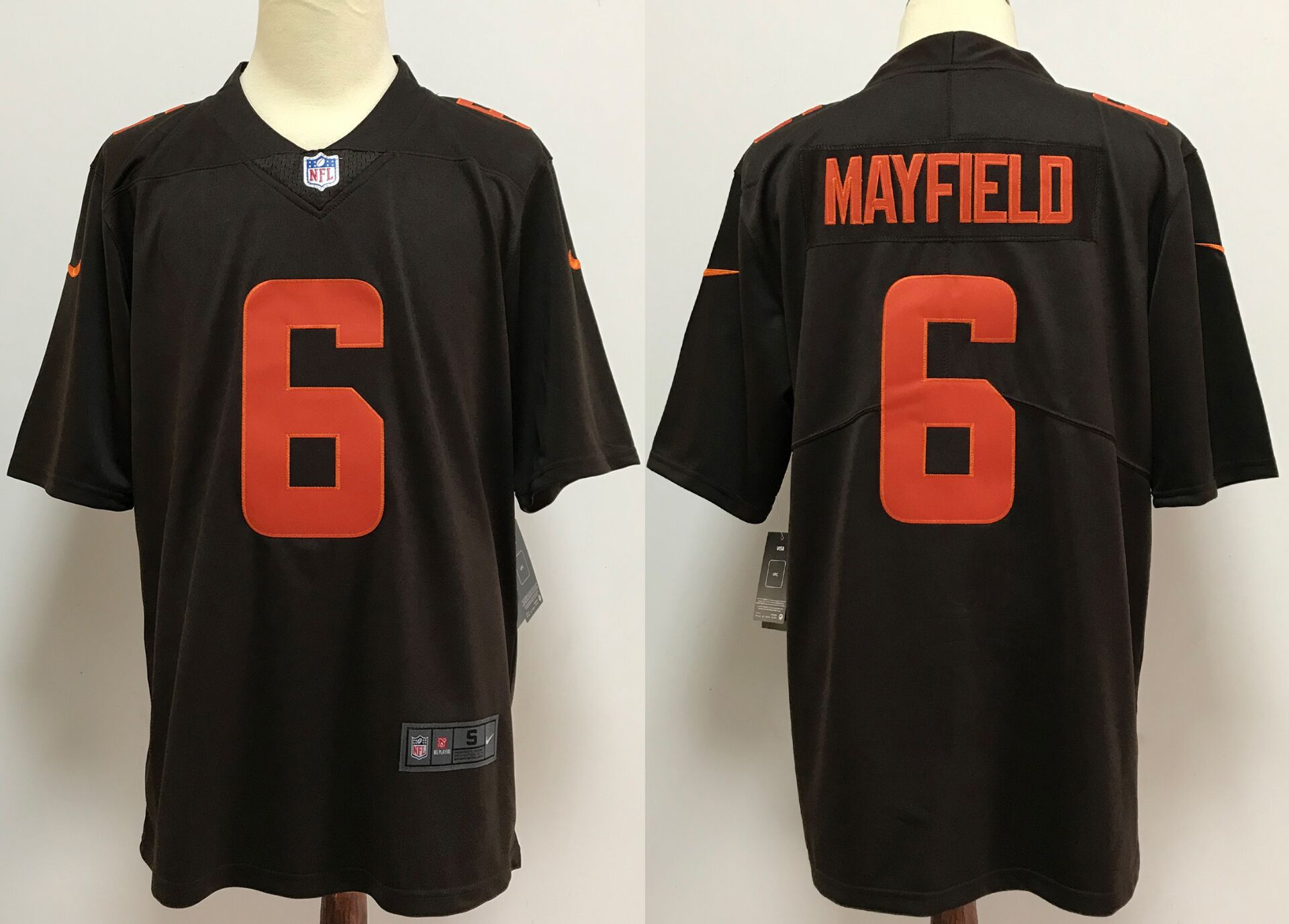 Men Cleveland Browns #6 Mayfield brown orange Nike Vapor Untouchable Stitched Limited NFL Jerseys